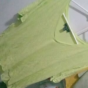 Free Alfani Light Green Short Sleeve V-Neck Top